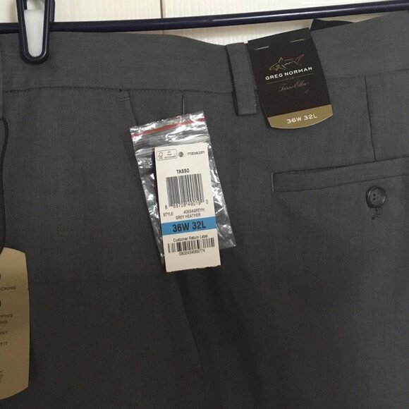 NWT Greg Norman Men Grey Golf Pants Flat Front 36x32 - Picture 2 of 2